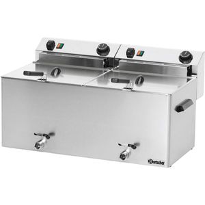 Bartscher Fritteuse Professional II, 162910, XXL, 16200 W, Doppel-Fritteuse, Ablasshahn, 2x 10 Liter
