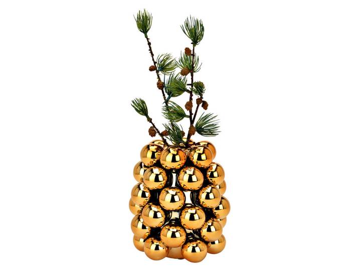 Vase, Goldfarben, Keramik, 14.0x17.0x14.0 cm, Dekoration, Vasen, Keramikvasen
