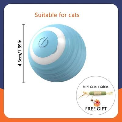 Inspired Living Smart USB Rechargeable Interactive Cat Ball Toy blue H