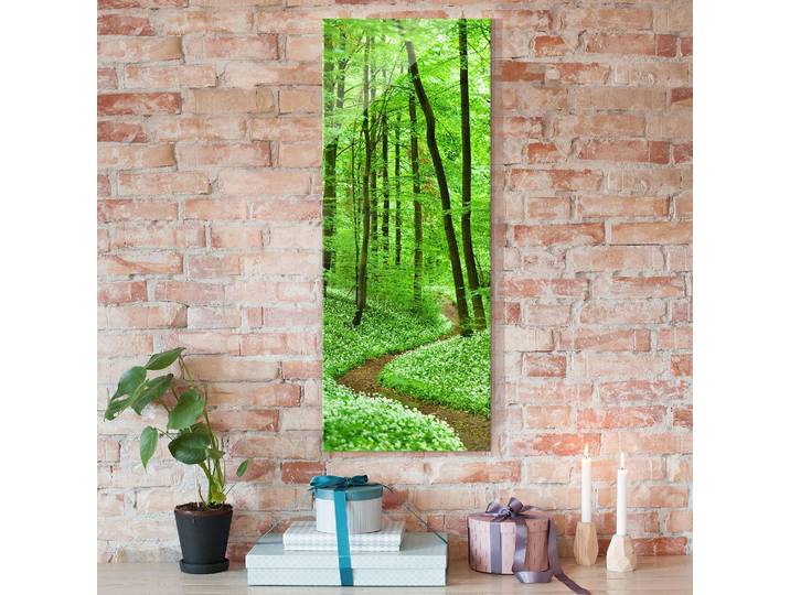 Tableau déco chemin dans la forêt Verre de sécurité ESG selon les normes DIN EN 12350-1 Bords sécurisés légèrement arrondis Multicolore 30 x