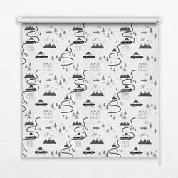 INNENROLLO - Fensterrollo - Rollo - 150x140 cm - Wald- und Bergpfadmuster