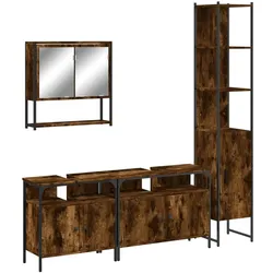 vidaXL 4-tlg. Badmöbel-Set Räuchereiche Holzwerkstoff