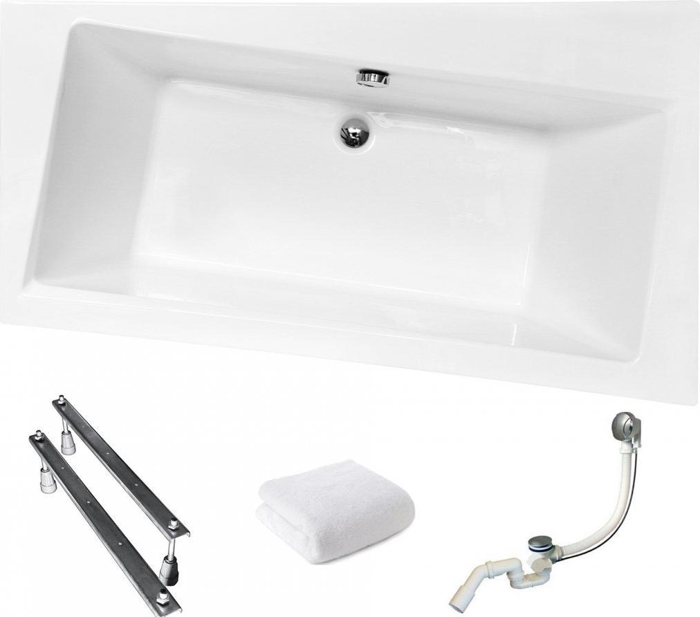 Aqua For You | Besco Badewanne Asymmetrisch Infinity - 170x110 Cm - Antibakterielle Beschichtung - Eckbadewanne - Rechts Seite - Acryl - mit Siphon