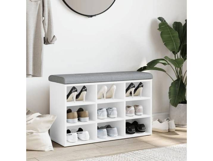 Meuble chaussures de couloir ZENCORE - Blanc Banc à chaussures 1PC - Montage simple - Blanc 82x32x50cm - Bois d'ingénierie LH1190003