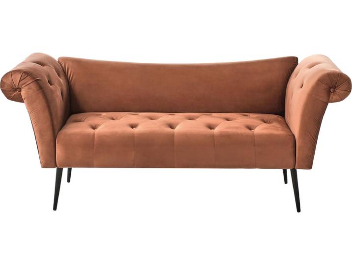 BELIANI Chaiselongue Goldbraun Samt Gesteppt mit Armlehnen Beidseitig Schwarze Metallfüße Retro Design Chesterfield Stil Wohnzimmer Récamiere
