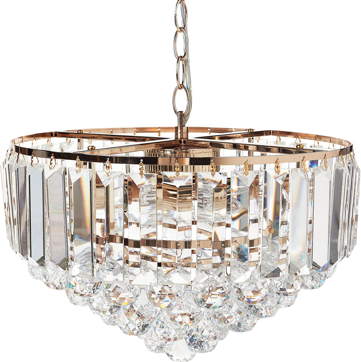 Beliani Glamour Kroonluchter Hanglamp van Metaal, Glas en Kristal
