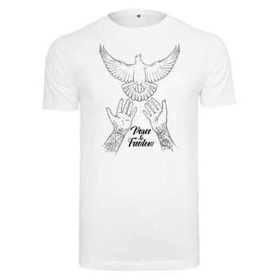 T-Shirt MISTERTEE "MisterTee Herren Peace & Freedom Tee", Herren, Gr. XL, weiß, 100% Baumwolle, unifarben, normal, Rundhals, Shirts T-Shirt