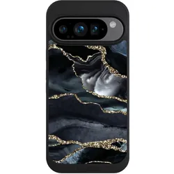 Nivocase Handyhülle für Google Pixel 9 Pro Hülle NIVOpure Case Schwarz Glitzer Look Marmor Trends (Google Pixel 9 Pro), Smartphone Hülle, Schwarz