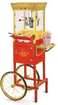 Nostalgia CCP525RG Vintage 8-Oz. Professional Popcorn Cart, 8-Ounce Kettle, 53 Inches Tall - Black