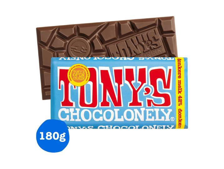 Tony's Chocolonely Donkere Melk Chocolade - 180 g
