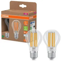 2er Set OSRAM E27 besonders effiziente LED Lampen klar  7,2W wie 100W 4000K neutralweißes Licht - beste Energie Effizienz Klasse