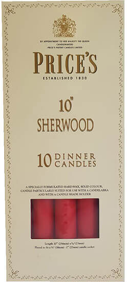 Price's Prices 10 Sherwood Pack Of 10 Red Candles