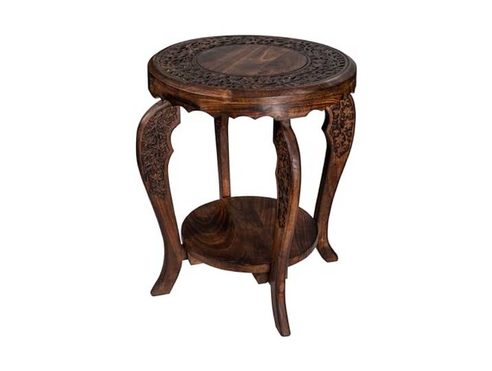 The Wooden Town Farmhouse runder Akzent-Beistelltisch, rustikaler Beistelltisch, Nachttische für Wohnzimmer, Schlafzimmer, Couchtische, Holztablett, handgefertigt, 45,7 x 55,9 cm, gebrannt