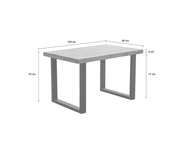 LC Home Esstisch 120x80cm Akazie Baumkante U-Metallgestell