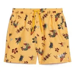 Superdry für Herren. M3010232A Hawaiianische Druck Badeanzug recycelt gelb (XXL), Strandbekleidung, Recyceltes Polyester, Nachhaltig