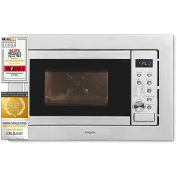 Exquisit Einbau-Mikrowelle EMW20-DG-020 inox | Grill | max. 1000 W | Garraum 20 l | Edelstahl Front