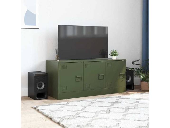 NEW MEUBLE HI-FI - Vert - Armoire TV - Meuble TV - pour maison - vert olive 99x39x44cm acier_1896