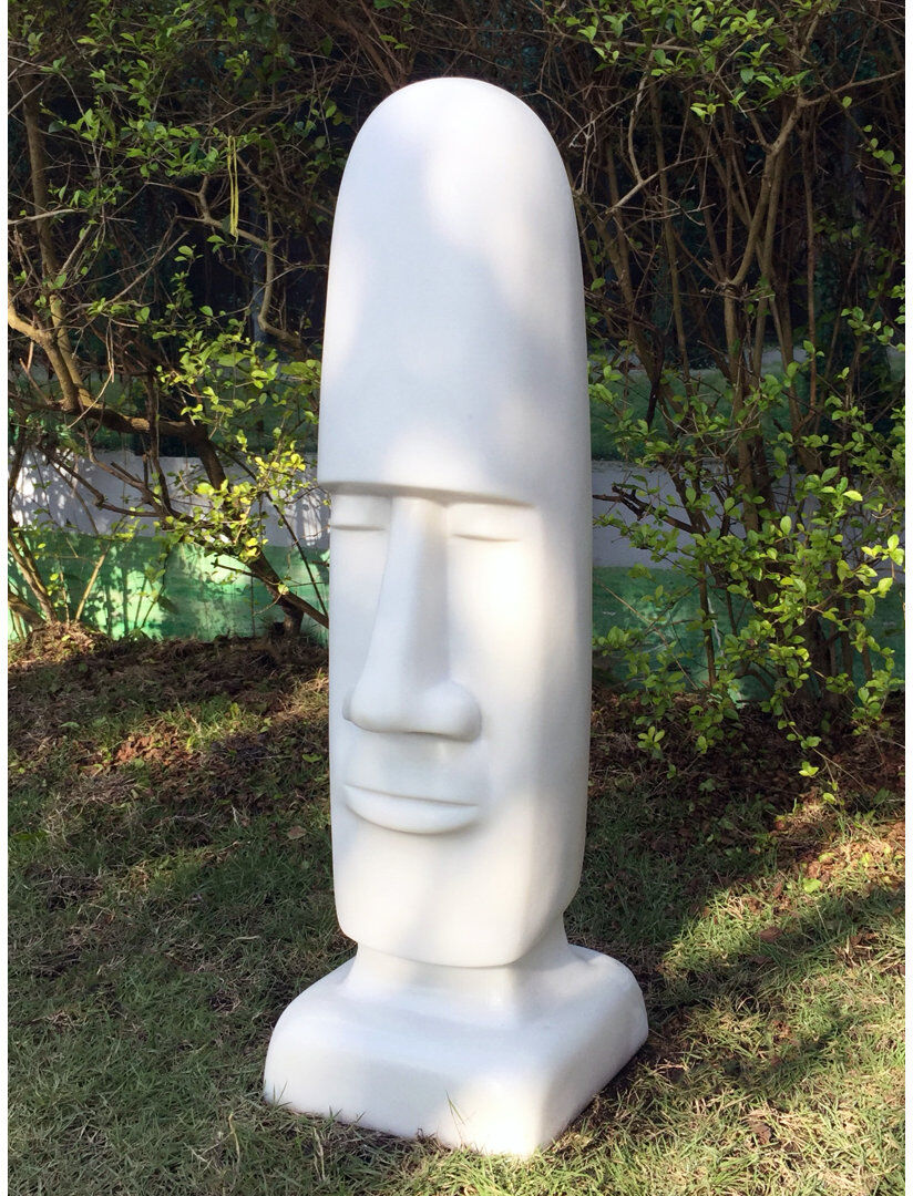 ENIGMA Easter Island Head Marble White Marble 69cm H X 20cm W X 20cm D