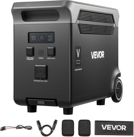 VEVOR Extra Accu voor Draagbaar Energiestation, 3840 Wh LiFePO4 Uitbreidingsaccu, Grijs/Zwart