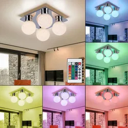 RGB LED Decken Strahler Kugel Leuchte Fernbedienung Wohn Zimmer Lampe dimmbar chrom