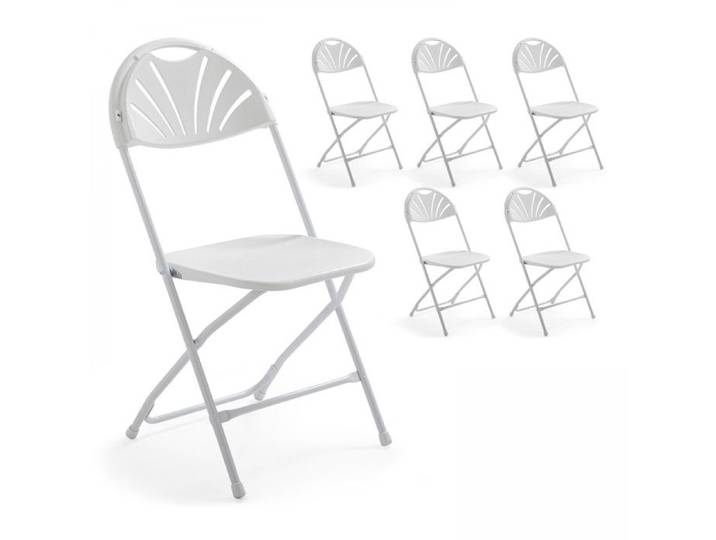 Lot de 6 chaises pliantes blanches - MOB EVENT PRO - Classique - Intemporel - Acier et résine plastique