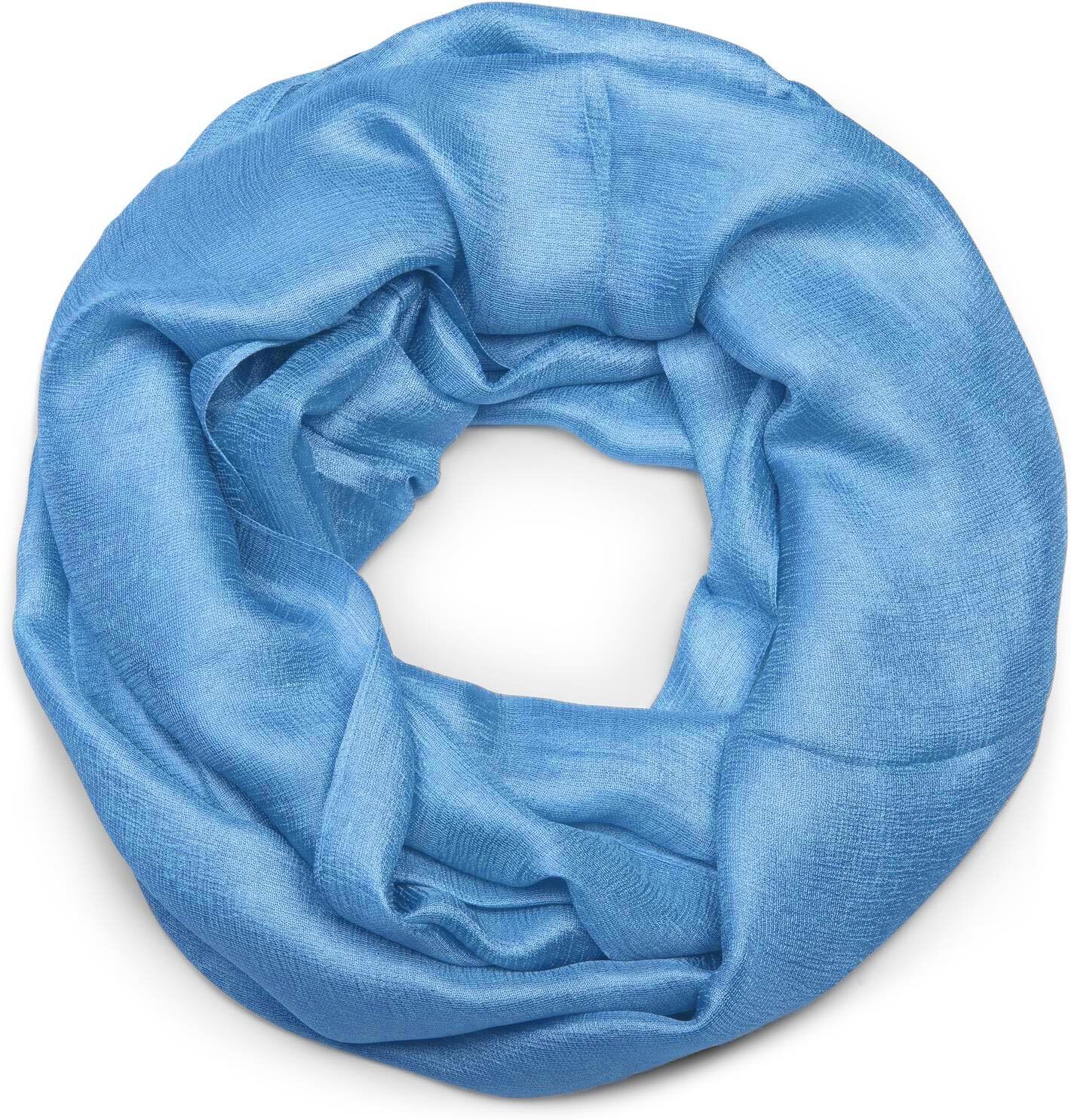 Loop STYLEBREAKER "Seidiger Einfarbiger Loop", Damen, blau, Obermaterial: 100% Viskose CV., Modisch, Modetücher Loop