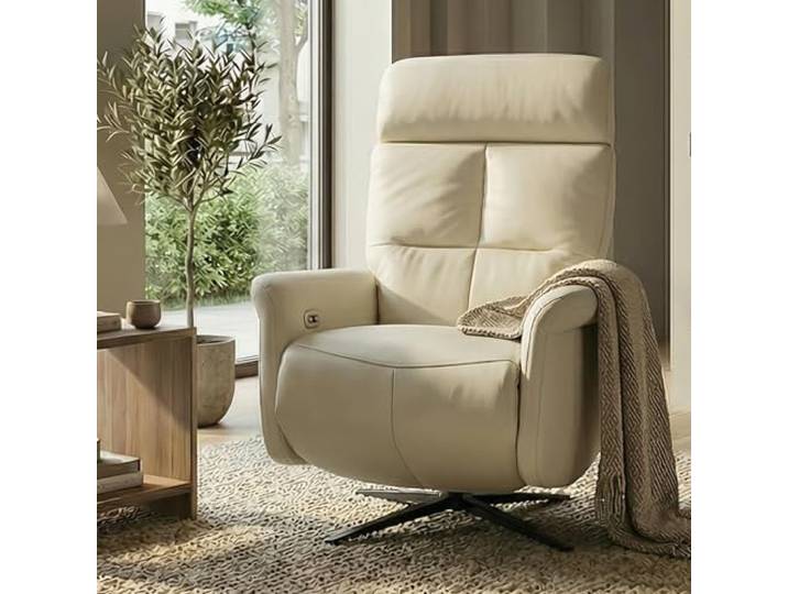 Mendler Relaxsessel HWC-L10 elektrisch verstellbar - Creme-weiß