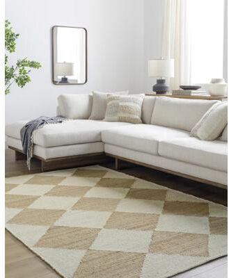 Wilfredo Transitional Checkered Jute Area Rug