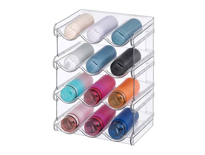 Relaxdays Flaschenregal Transparent stapelbar Kunststoff PET 12 Flaschen, 28x37x20 cm, Wohnzimmer, Regal, Weinregal