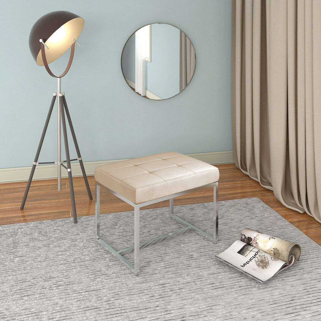 Wade Logan Jacques Steel Accent Stool Brown 47cm H X 47cm W X 47cm D