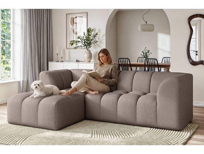 OTTO home Ecksofa TUURE L-Form, Verlässliche Qualität, moderne Steppung, Breite 255cm, Bubble Optik, moderne Steppung, hoher Sitzkomfort, Wellenunterfederung
