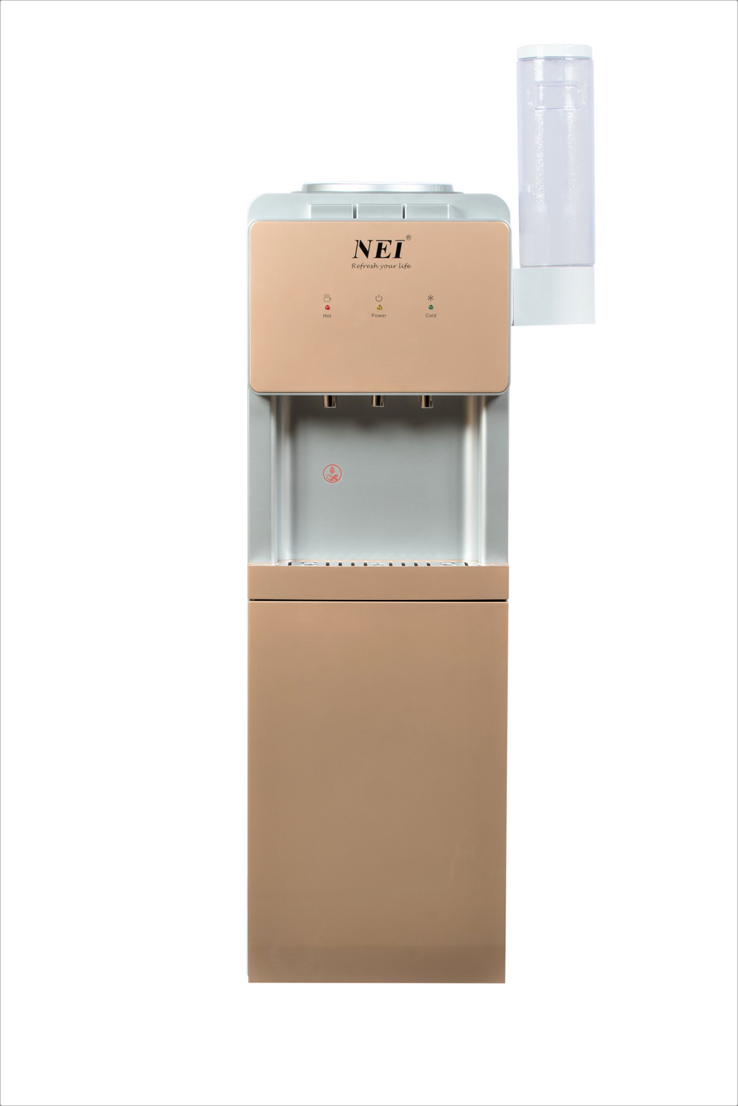 NEI HSM-310LB vloerdispenser voor water met warmwater- en koelwaterfunctie, goudkleurig