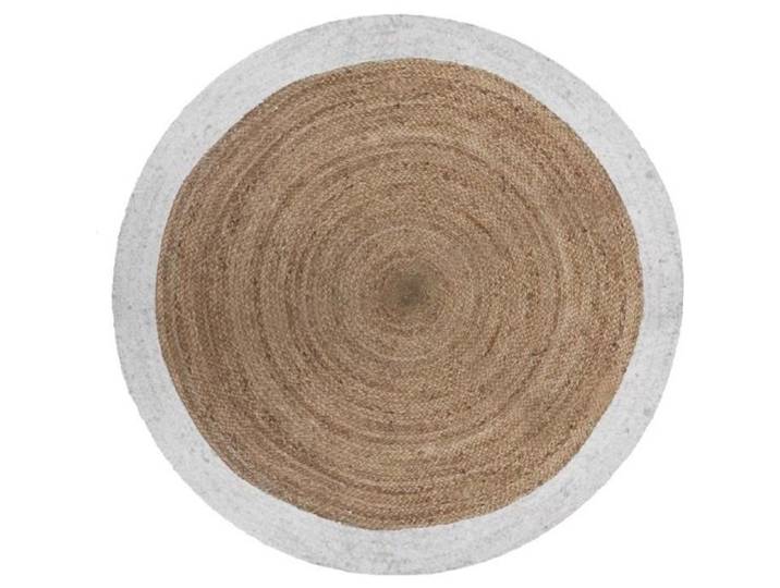 Tapis Rond Jute - SILUMEN - Bicolore Naturel Blanc - Fibres Naturelles - Style Naturel