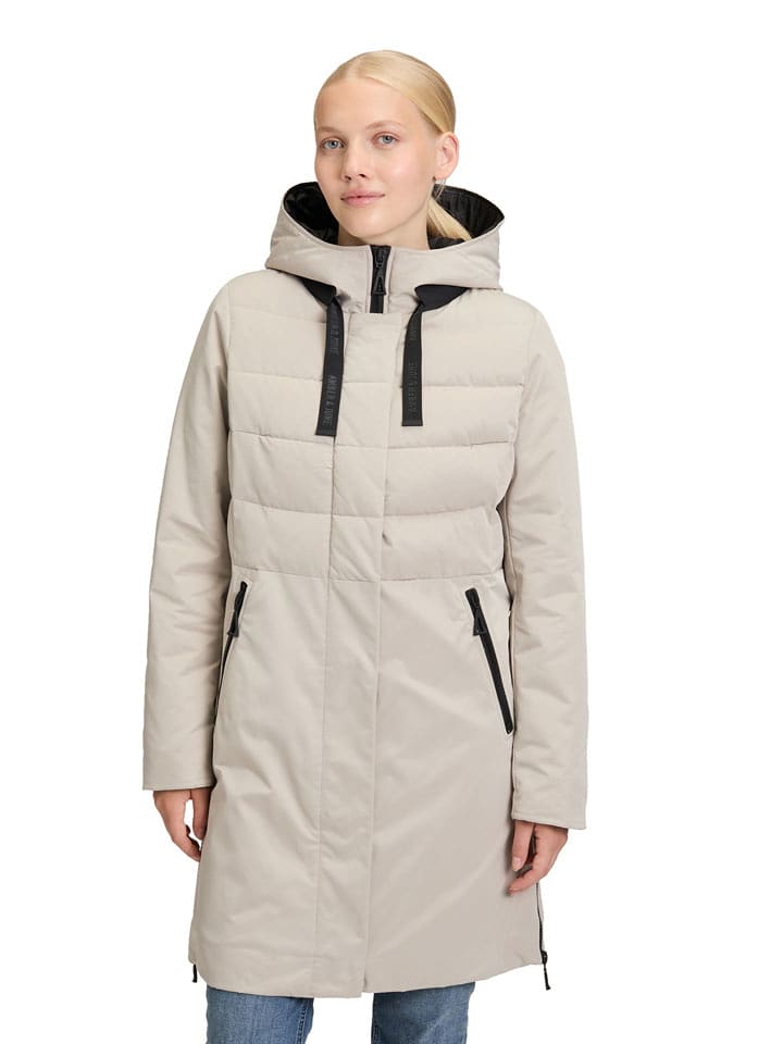 AMBER & JUNE Wintermantel in Creme - 36