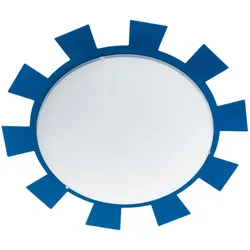 Wandleuchte Kinderzimmer Kinderlampe Glas Deckenleuchte Kinderleuchte blau, Zahnrad, Stahl, weiß satiniert, 1x E27 Fassung, DxH 35x8 cm