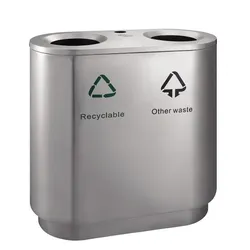 Recycling Mülleimer für den Innenbereich 2 x 41 L Recycling Behälter matt Edelstahl mit Metallinneneimer