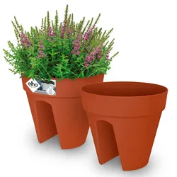 Gardebruk 2x Balkonkasten Blumentopf Balkongeländer 7,5L terracotta