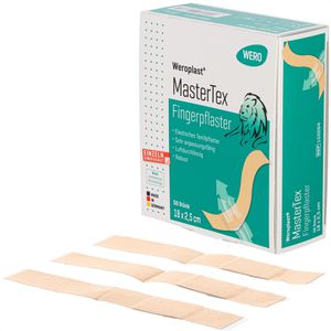 Wero Pflaster MasterTex Fingerpflaster, 50 Strips, wasserfest, elastisch, atmungsaktiv, 18 x 2,5cm