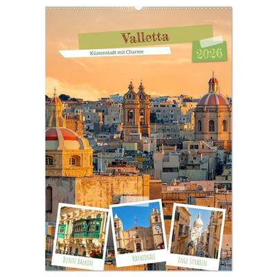 Valletta - Küstenstadt mit Charme (Wandkalender 2026 DIN A2 hoch), CALVENDO Monatskalender