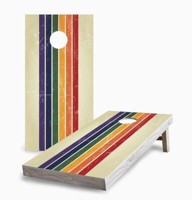 Skip's Garage Retro Rainbow Cornhole Boards