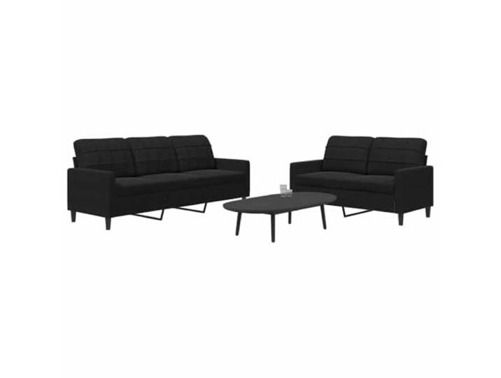 HEFZGDB 2-TLG. Sofagarnitur mit Kissen Schwarz Samt Modernes Metallgestell Wohnzimmer Sitzgruppe Bequem Polsterung Stilvolles Möbelstück Langlebig Komfortabel Entspannen