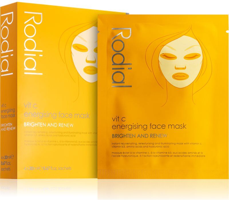 Rodial Vit C Energising Face Mask brightening and revitalising sheet mask with vitamin C 4 x 20 ml