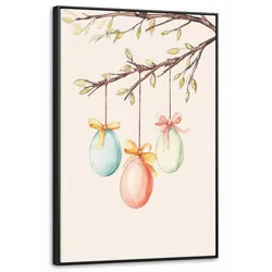 LEINWAND Bilder mit Rahmen - Osterkuchen - Schleife - Eier - 60x90
