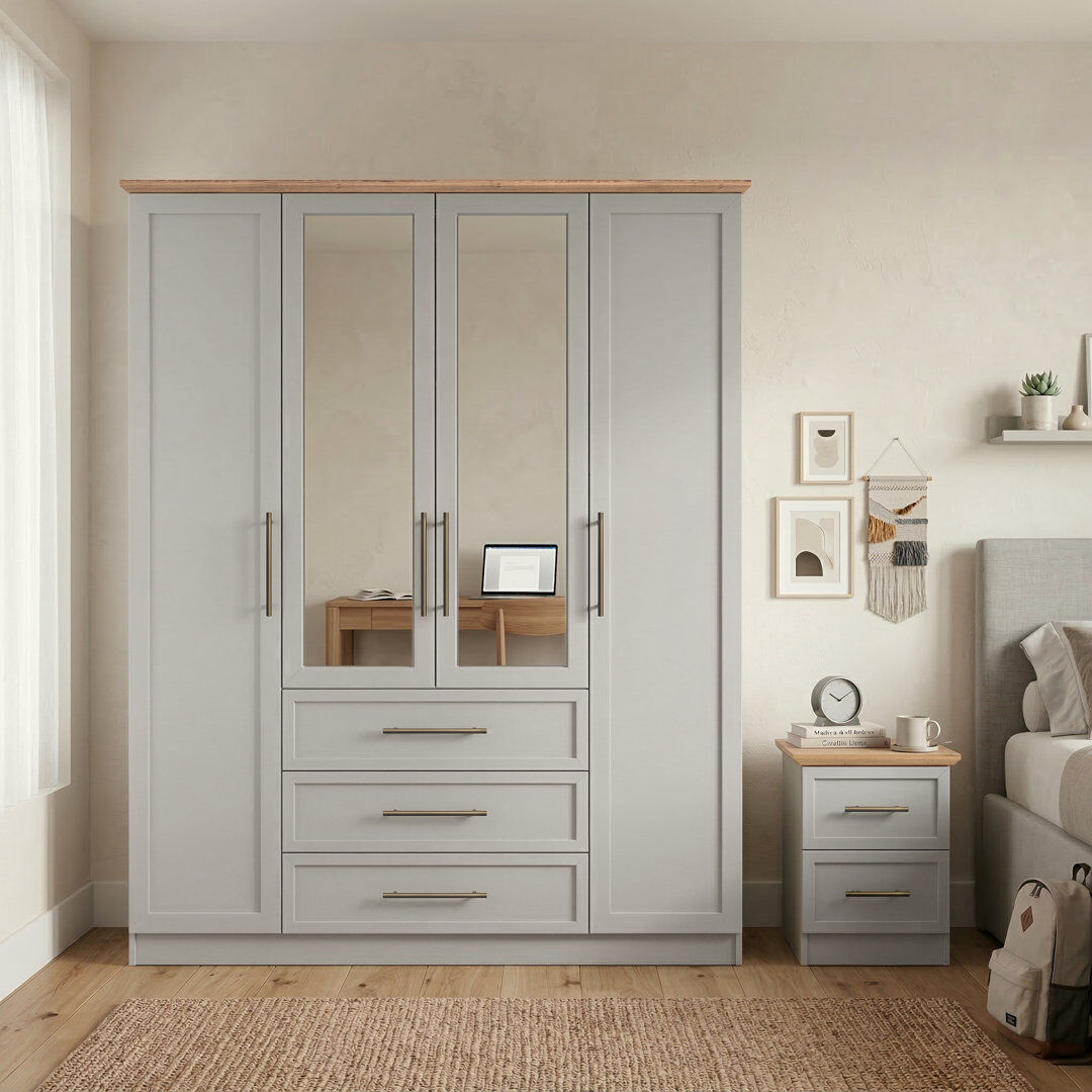 August Grove Arata Mirage Bedroom Set Light Grey