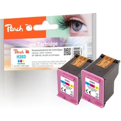 Peach, Druckerpatrone, Doppelpack Druckköpfe color kompatibel zu HP No. 303 C*2, T6N01AE*2 (C)