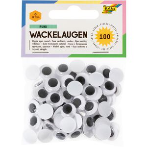 Folia Wackelaugen 750012, 12 mm, rund, 100 Stück