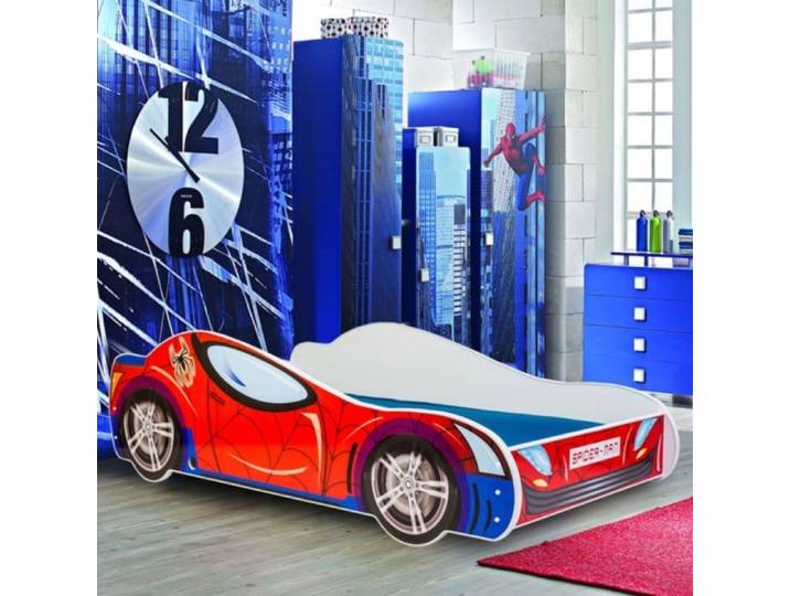 Lit enfant voiture SPIDER 160x80 cm avec sommier à lattes sans matelas