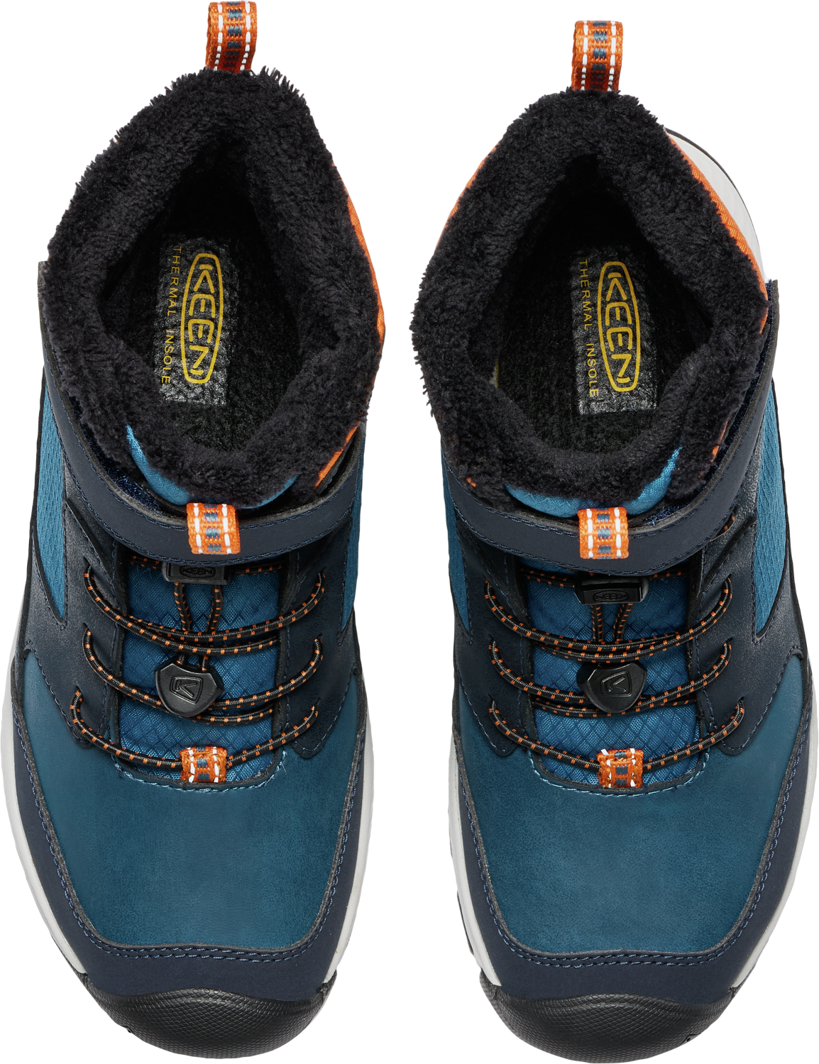 Winterstiefel KEEN "SKUA WINTER WP", Mädchen, Gr. 35, blau (sky captain, gold flame), Leder, Synthetik, Schuhe Winterstiefel, Snowboots, Winterboots, Winterschuhe, wasserdicht sky captain, gold flame 35