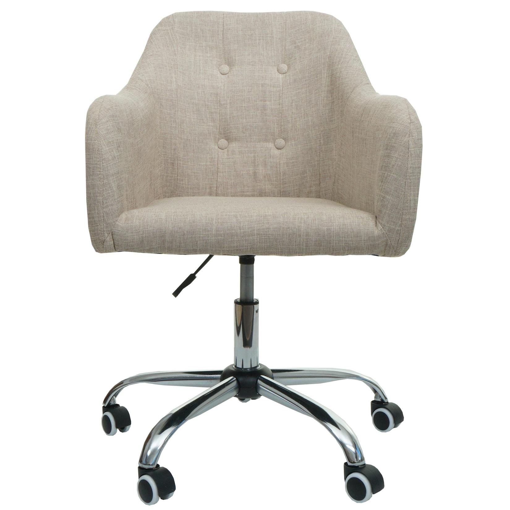 Bürostuhl MCW-L92, Drehstuhl Schreibtischstuhl Computerstuhl Bürosessel Stuhl, mit Armlehne ~ Stoff/Textil creme