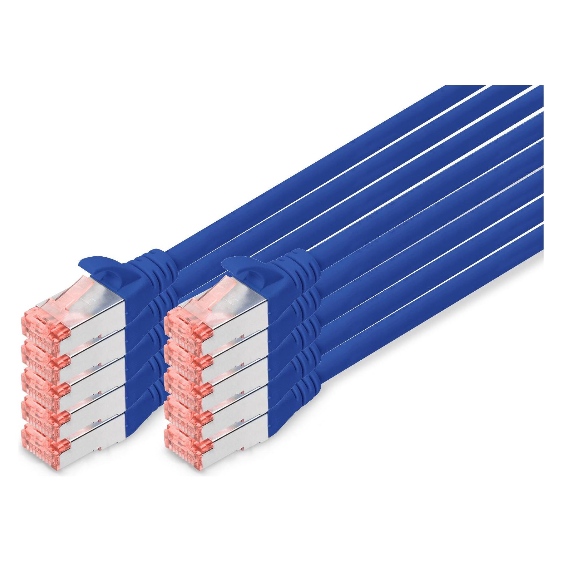 Digitus CAT 6 S-FTP Patchkabel Cu LSZH AWG 27/7 Lange 0,25 m 10 Stuck Farbe Blau (S/FTP, CAT6, 0.25 m) (DK-1644-0025-B-10)